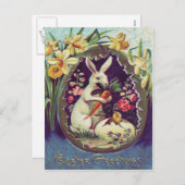 Osterbunny Egg Chick Daffodil Feiertagspostkarte (Vorne/Hinten)