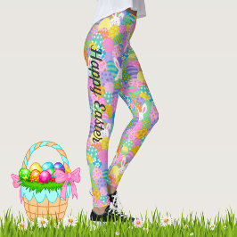 Osterbunny Egg Hunt Bright Pastel Patchwork Leggings