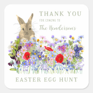 Osterbunny Floral Egunt Jagen Danke Quadratischer Aufkleber