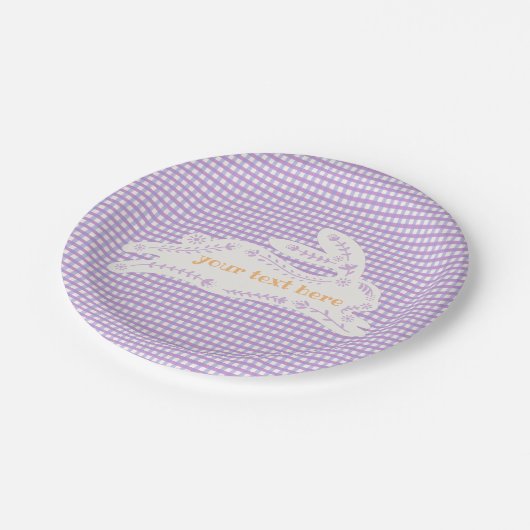 Osterbunny Gingham Custom Pappteller (Schrägansicht)