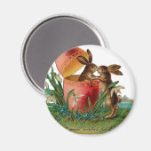 Osterbunny Kiss Vintag Magnet (Vorderseite/Rückseite)