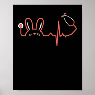 Osterbunny Stethoscope Nurse Doktor Rabbit Scrub Poster