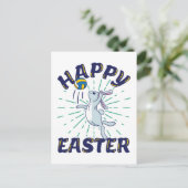 Osterbunny Volleyball Jump Serve Postkarte (Stehend Vorderseite)