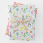 Osterbüschen, Küken, bemalte Eier Geschenkpapier Set (Beispiel)