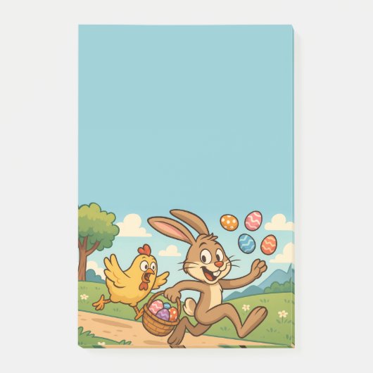 OsterCartoon Funny | Bunny Steals Eggs von Hen Post-it Klebezettel (Vorderseite)