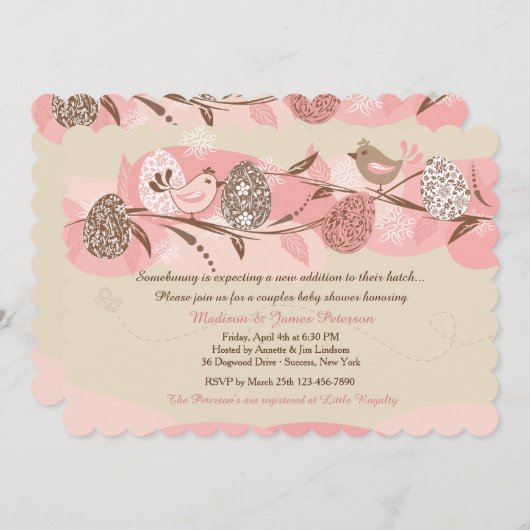 Osterchicks Paare Kinderdusche Einladung (Vorne/Hinten)