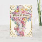 OsterChrist ist Risen Blumenkreuz Gebet Feiertagskarte (Vorderseite)