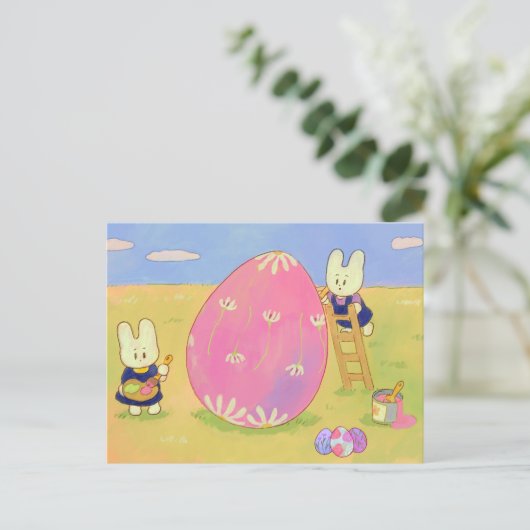 Osterdekoration Bunnies Postkarte (Stehend Vorderseite)