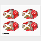 Osterdekoration mit Eiern und Kreuz Ovaler Aufkleber (Blatt)