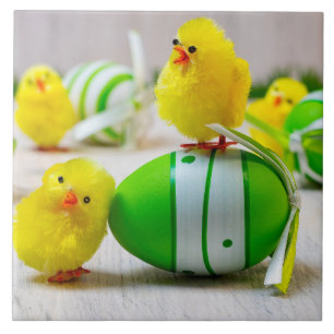 Osterdekoration - Ostereier und Küken Fliese