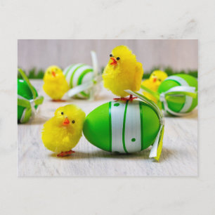 Osterdekoration - Ostereier und Küken Postkarte