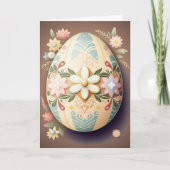 Osterdekoriertes Ei mit Cutout-Blume Karte (Vorderseite)