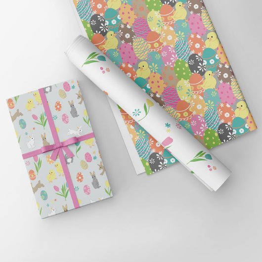 Osterdesigns mit lustig dekorierten und bemalten E Geschenkpapier Set