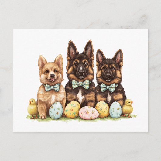 Osterdeutsche Schäferhunde Feiertagspostkarte (Vorderseite)