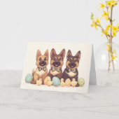 Osterdeutsche Schäferhunde Karte (Gelbe Blume)