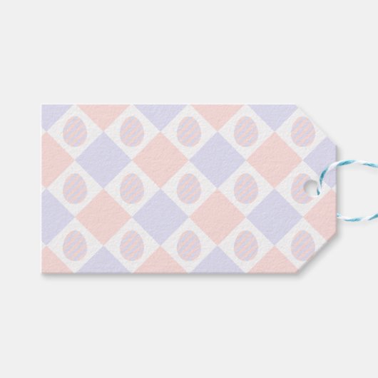 Osterdiamantmuster mit dekorierten Eiern Geschenkanhänger (Vorderseite (Horizontal))