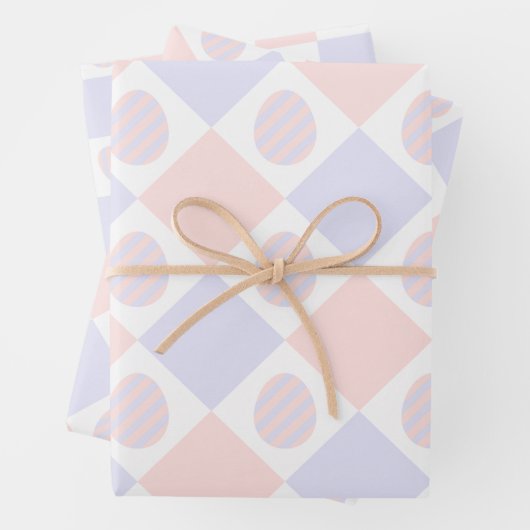 Osterdiamantmuster mit dekorierten Eiern Geschenkpapier Set (Beispiel)