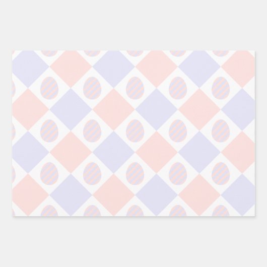 Osterdiamantmuster mit dekorierten Eiern Geschenkpapier Set (Vorderseite)