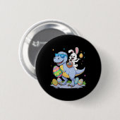 Osterdinosaurier T-rex und sonniges Holding Farbe Button (Vorne & Hinten)