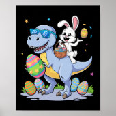 Osterdinosaurier T-rex und sonniges Holding Farbe Poster (Vorne)