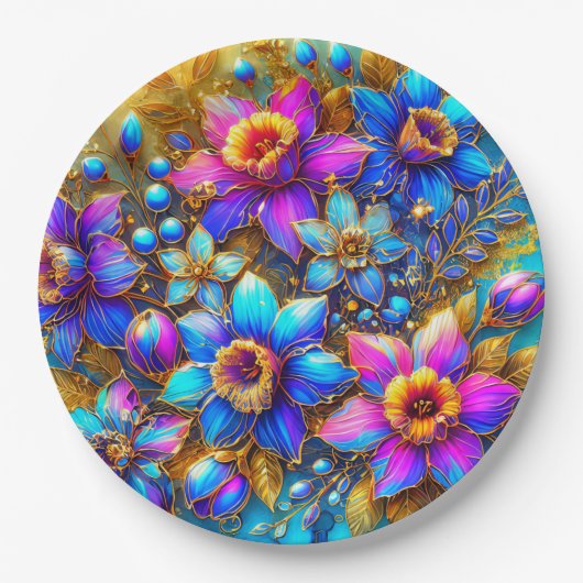 OSTERE BLUME 3D ~ dekoriert Pappteller (Vorderseite)