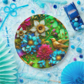 OSTERE BLUME BIRDS 3D ~ dekoriert Pappteller (Party)