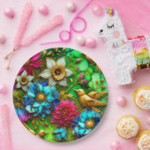 OSTERE BLUME BIRDS 3D ~ dekoriert Pappteller (Party)