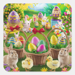 OSTERE GREETINGS QUADRATISCHER AUFKLEBER