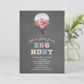 OsterEGG HUNT Floral Hot Air Ballon Einladung (Stehend Vorderseite)