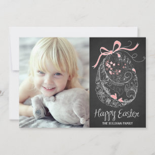 Osterei auf Schultafel Frohe Ostern Fotokarte Feiertagskarte