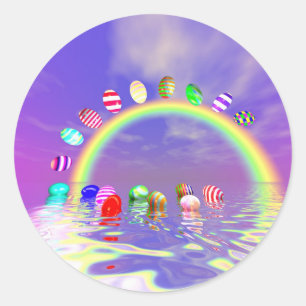 Osterei-Fahrt auf einen Regenbogen Runder Aufkleber