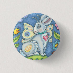 OSTEREI-FEE, FRÜHLINGS-HASE, KANINCHEN-KNOPF rund Button
