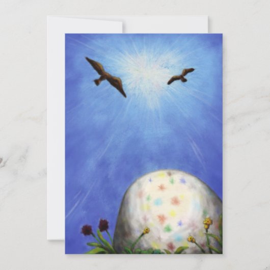 Osterei im Gras liegen Feiertagskarte (Vorderseite)