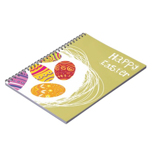 Osterei im Nest auf grünem Hintergrund Notizblock (Linke Seite)