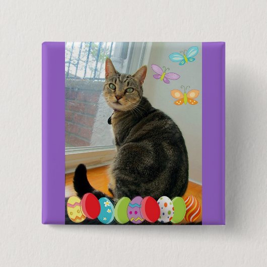 Osterei-Indigo Button (Vorderseite)