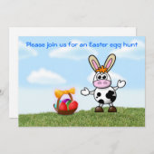 Osterei-Jagd-Einladungs-Ostern-Spaß Ostern-Kuh Einladung (Vorne/Hinten)