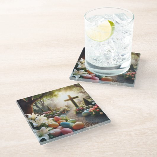 Osterei/Lilly Glasuntersetzer (Schrägansicht)