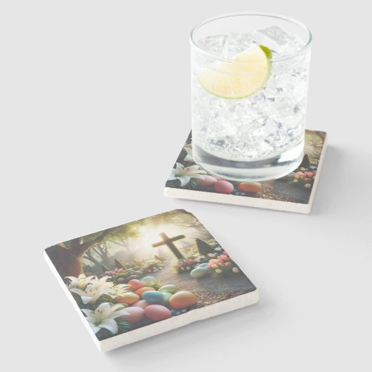 Osterei/Lilly Steinuntersetzer (Seitenansicht)