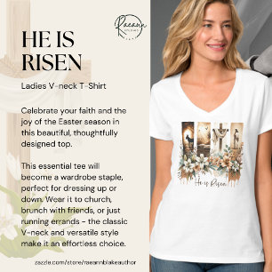 Osterei Pinselstrich 'Er ist auferstanden' V-Aussc T-Shirt