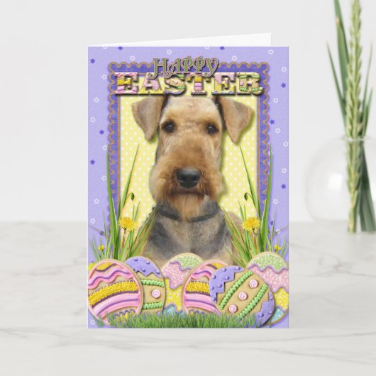 Osterei-Plätzchen - Airedale Feiertagskarte (Vorderseite)