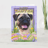 Osterei-Plätzchen - Mops Feiertagskarte (Vorderseite)