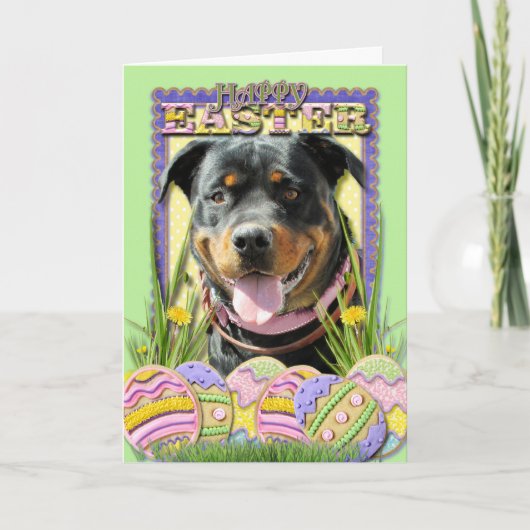 Osterei-Plätzchen - Rottweiler Feiertagskarte (Vorderseite)