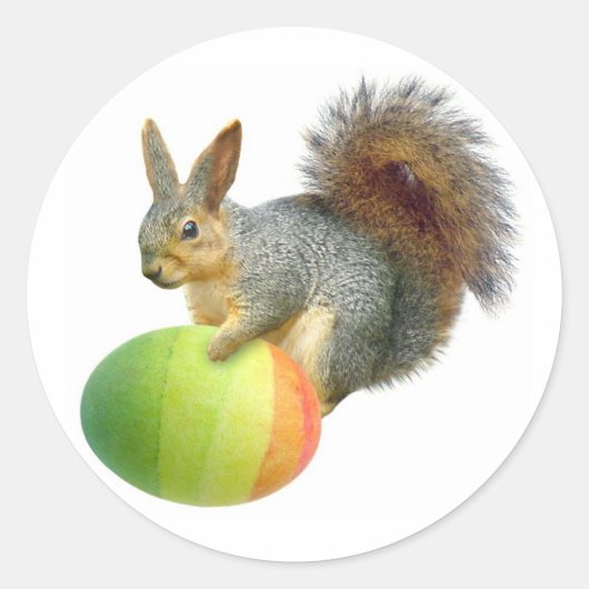 Ostereichhörnchen mit Regenbogeneier-Aufkleber Runder Aufkleber (Vorderseite)