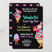 Ostereier Alice im Wunderland Einladung (Vorne/Hinten)