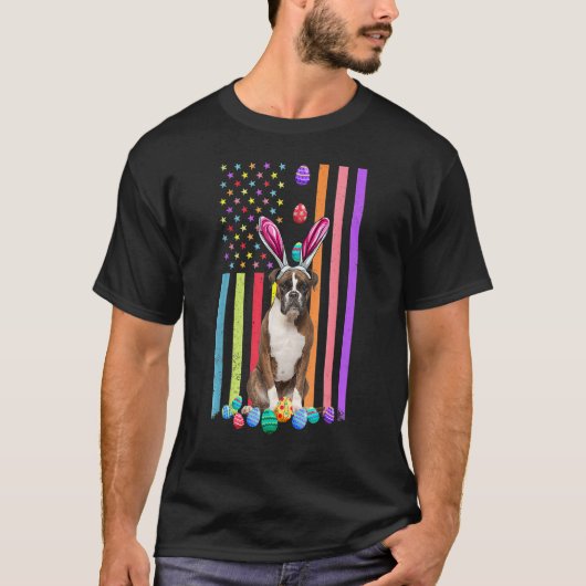 Ostereier, amerikanische Flagge Boxer Dog T-Shirt (Vorderseite)