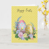 Ostereier an Polka-Punkten Karte (Gelbe Blume)