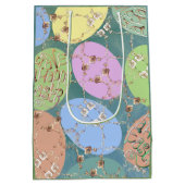 Ostereier auf blauem grünem Umschlagpapier für die Mittlere Geschenktüte (Rückseite)