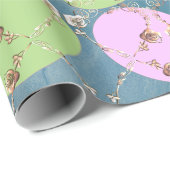 Ostereier auf blaugrüner Rose Geschenkpapier (Rolleneckpunkt)