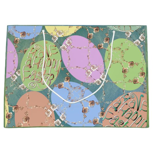 Ostereier auf blaugrüner Rose Große Geschenktüte (Vorderseite)