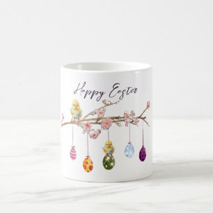 Ostereier auf blühenden Branchen glückliche Osterf Kaffeetasse